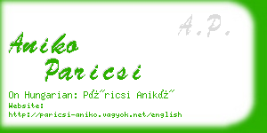 aniko paricsi business card